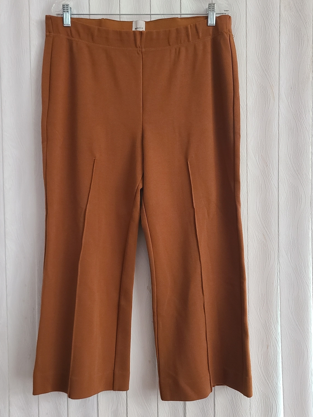 Maeve Sz XLP Light Brown Wide Leg Stretchy Pull On Casual Cropped Pant